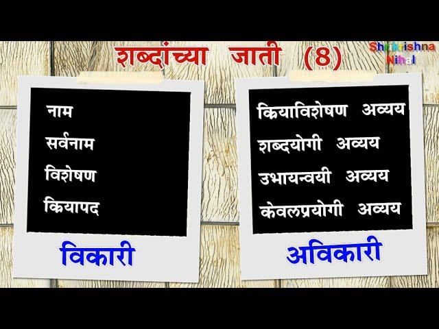 marathi vyakaran shabdanchya jati