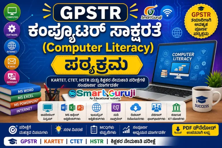 GPSTR / CTET ಕಂಪ್ಯೂಟರ್ ಸಾಕ್ಷರತೆ (Computer Literacy) ಪಠ್ಯಕ್ರಮ 6 GPSTR Computer Literacy 01 SmartGuruji