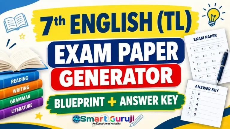 Class 7 English First Semester Exam Generator 2026-27 | Blueprint, Question Paper & Answer Key 1 SA 1 English